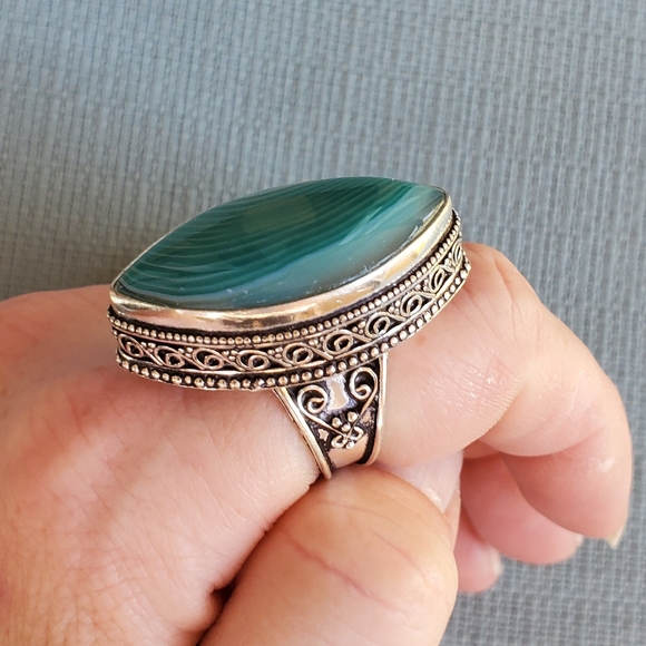 New Huge Botswana Agate 925 Silver Statement Ring. - Picture 8 of 9